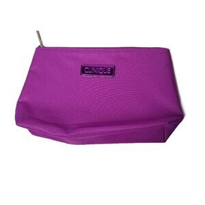 Clinique Purple Cosmetic Makeup Bag Zipper Travel Organizer